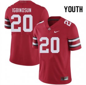 Sale - Red Ohio State Davison Igbinosun #20 Youth High School Embroidery Football Jersey 9350153