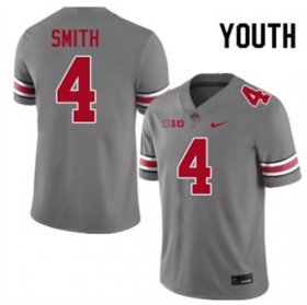 Sale - Gray Ohio State Jeremiah Smith #4 Youth College Embroidery Football Jersey 9040908